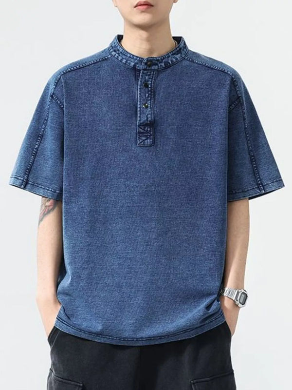 Men's Vintage Wash Short Sleeve Denim Shirt