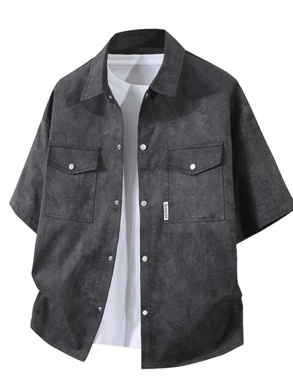 Men's Plus Size Button Up Short Sleeve Shirt